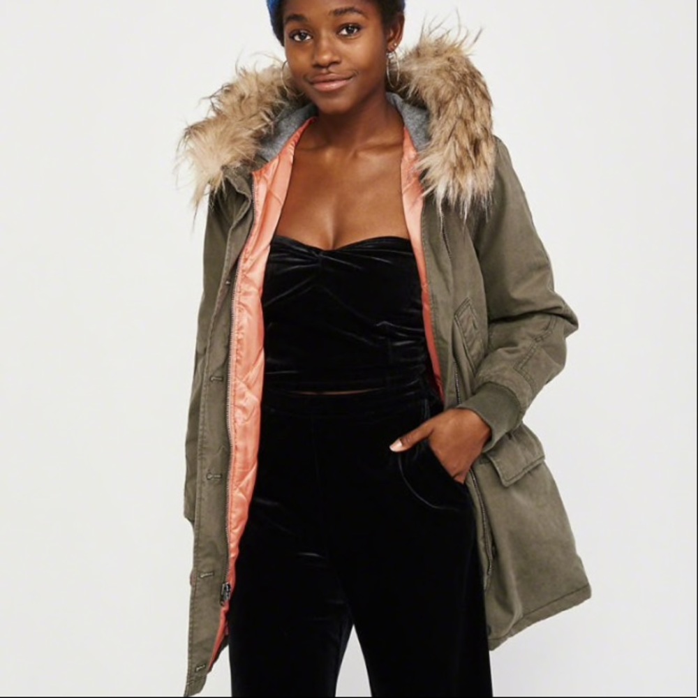 NWT Abercrombie twill winter parka coat